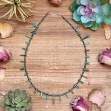 Load image into Gallery viewer, Sterling Silver Pearl & Long Blue Turquoise Necklace – 21”