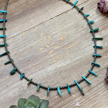Load image into Gallery viewer, Sterling Silver Pearl & Long Blue Turquoise Necklace – 21”
