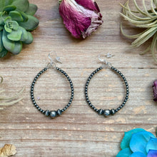 Load image into Gallery viewer, Sterling Silver Pearl Hoop Earrings - 8 mm in the middle