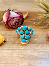 Load image into Gallery viewer, Kingman Turquoise Longhorn Sterling Silver Ring – Adjustable (Fits 8+)