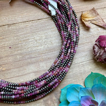 Load image into Gallery viewer, Natural Cubic Ruby Necklace with Sterling Silver Pearls – 19”