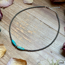 Load image into Gallery viewer, 15-Inch Sterling Silver Pearl & Blue Turquoise Torpedo Choker