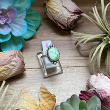 Load image into Gallery viewer, 129 - Sterling Silver Palomino Variscite Medicine Man Eye Stamped Stacking Ring by Jason Ogg
