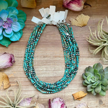 Load image into Gallery viewer, Turquoise Heishi Necklace with Pear Shape Pendant – 14”
