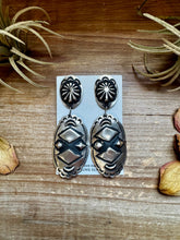 Load image into Gallery viewer, Sterling Silver Dangle Earrings – Native Made by Leander &amp; Rhonda Largo, USA
