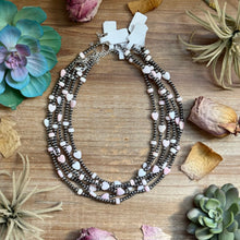 Load image into Gallery viewer, 15” Pink Conch Heart Necklace – Sterling Silver Pearls
