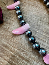 Load image into Gallery viewer, NFR Collection Necklace – 8mm &amp; 14mm Sterling Silver Pearls with Pink Conch Shell – 23"

