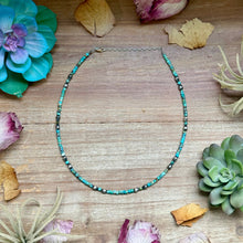 Load image into Gallery viewer, Turquoise Heishi Necklace with Pear Shape Pendant – 14”
