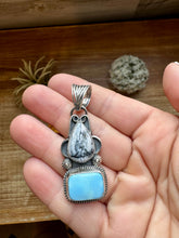 Load image into Gallery viewer, 2 stone Pendant - Golden Hill turquoise, White Buffalo &amp; Sterling Silver - option 3
