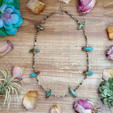 Load image into Gallery viewer, 22” Chunky Turquoise &amp; Dark Brown Shell Heishi Necklace
