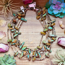 Load image into Gallery viewer, 22” Dark Shell &amp; Turquoise Nugget Necklace
