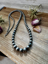 Load image into Gallery viewer, NFR Collection Necklace – Graduated Sterling Silver Pearls 6mm to 16mm 51”
