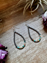 Load image into Gallery viewer, Green &amp; Orange Heishi Earrings – Sterling Silver Pearls
