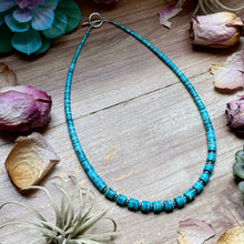 Load image into Gallery viewer, 19” Graduated Turquoise Heishi Necklace – 5mm Saucers
