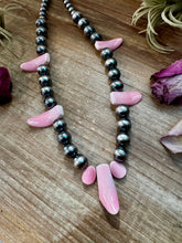 Load image into Gallery viewer, NFR Collection Necklace – 8mm &amp; 14mm Sterling Silver Pearls with Pink Conch Shell – 23"

