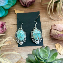 Load image into Gallery viewer, 26 - Sterling Silver Cripple Creek Turquoise Dangle Earrings by Shay Pfeiffer
