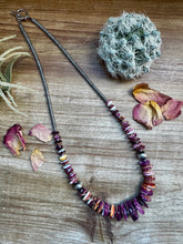 Load image into Gallery viewer, 22 Inch graduated deep purple spiny and sterling silver pearls
