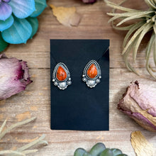 Load image into Gallery viewer, 60 - Sterling Silver Apple Coral Stud Earrings by Shay Pfeiffer
