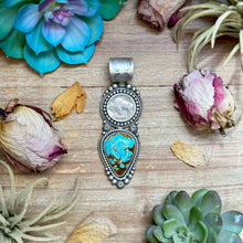 Load image into Gallery viewer, 72 - Sterling Silver Mine #8 Turquoise &amp; Buffalo Nickel Pendant by Shay Pfeiffer
