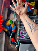 Load image into Gallery viewer, 26” Dark Blue Rondelle Turquoise &amp; Spiny Oyster Necklace
