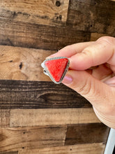 Load image into Gallery viewer, Ring - Size 8  -Red Spiny &amp; Sterling Silver

