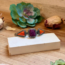 Load image into Gallery viewer, MJ Purple &amp; Red Spiny Oyster Sterling Silver Cuff
