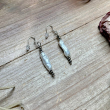Load image into Gallery viewer, Mother of Pearl &amp; Sterling Silver Dangle Earrings
