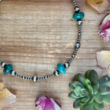 Load image into Gallery viewer, 18.5” Turquoise Necklace – Sterling Silver Pearls
