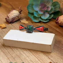 Load image into Gallery viewer, MJ Turquoise &amp; Red Spiny Oyster Sterling Silver Cuff
