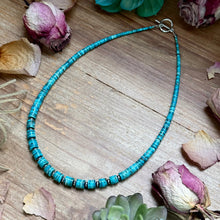 Load image into Gallery viewer, 19” Graduated Turquoise Heishi Necklace – 5mm Saucers
