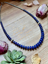 Load image into Gallery viewer, Lapis Rondelle &amp; Hematite Necklace – 22"
