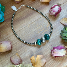 Load image into Gallery viewer, 16.5” Turquoise Necklace – Sterling Silver Pearls
