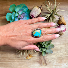 Load image into Gallery viewer, MJ Ring - Copper &amp; Sterling Silver Blue Turquoise Adjustable
