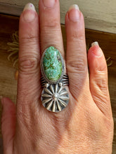 Load image into Gallery viewer, Green Turquoise Concho Ring – Size 9 – Navajo Handmade by Boyd Ashley
