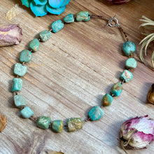 Load image into Gallery viewer, 20” Brown Shell &amp; Green Turquoise Nugget Necklace
