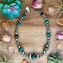 Load image into Gallery viewer, 22” Massive Turquoise Rondelle Necklace – Sterling Silver Pearls
