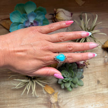 Load image into Gallery viewer, 139 - Sterling Silver Royston Turquoise Medicine Man Eye Stamped Stacking Ring by Jason Ogg
