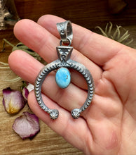 Load image into Gallery viewer, Naja Pendant with Golden Hill Turquoise – Option 2 – Sterling Silver – Native Made by KB – Fits 8mm
