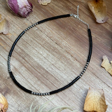 Load image into Gallery viewer, 16” Black Onyx Necklace – Sterling Silver Pearls
