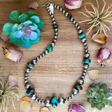 Load image into Gallery viewer, 29” Massive Turquoise Rondelle Necklace – Sterling Silver Pearls
