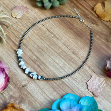 Load image into Gallery viewer, 14” White Buffalo Choker – Sterling Silver Pearls
