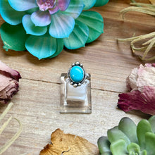 Load image into Gallery viewer, 140 - Sterling Silver Kingman Turquoise Medicine Man Eye Stamped Stacking Ring by Jason Ogg
