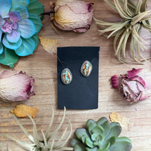Load image into Gallery viewer, 29 - Sterling Silver Ribbon Royston Turquoise Stud Earrings by Jason Ogg

