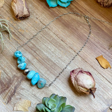 Load image into Gallery viewer, Chunky Turquoise &amp; Sterling Silver Pearl Paperclip Necklace
