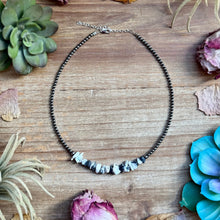 Load image into Gallery viewer, 14” White Buffalo Choker – Sterling Silver Pearls
