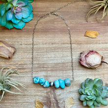 Load image into Gallery viewer, Chunky Turquoise &amp; Sterling Silver Pearl Paperclip Necklace
