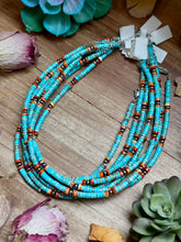 Load image into Gallery viewer, Turquoise &amp; Spiny Oyster Heishi Necklace – 14”
