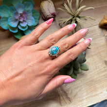 Load image into Gallery viewer, 138 - Sterling Silver Egyptian Turquoise Medicine Man Eye Stamped Stacking Ring by Jason Ogg
