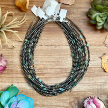 Load image into Gallery viewer, 15” African Turquoise Star Necklace – Sterling Silver Pearls

