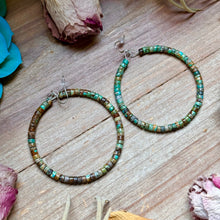 Load image into Gallery viewer, Turquoise Heishi Hoop Earrings
